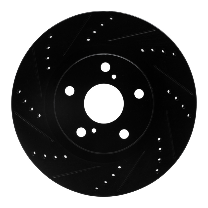 Hyundai Elantra Brake Rotor (1) - Front Left - R1 Concepts - Drilled & Slotted - Black - `21-`25